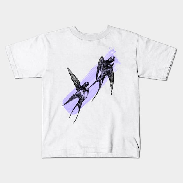 swallows Kids T-Shirt by Lesja Gost art